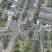 Oblique aerial view of Bristo Baptist Church and Dean Parish Church, looking E.