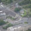 Oblique aerial view of Dean Parish Church and Bristo Baptist Church, looking S.