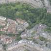Oblique aerial view of Dean Village, Damside, Dean Path, Dean Bridge, Rothesay Terrace and Drumsheugh Baths, looking NNW.