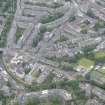 Oblique aerial view of Danube Street, Stockbridge Church, Dean Terrace and Carlton Street, looking SSW.