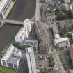 Oblique aerial view of the Black Vaults Warehouse and Cable Wynd House, looking NNE.