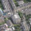 Oblique aerial view of North Leith Parish Church, Church hall and Beadle's House, looking ENE.
