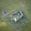 Oblique aerial view of Inverallochy Castle, looking S.
