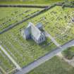 Oblique aerial view of Hill Church of Rosehearty, Old Pitsligo Church and Churchyard, looking SSE.