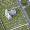 Oblique aerial view of Hill Church of Rosehearty, Old Pitsligo Church and Churchyard, looking SW.