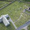 Oblique aerial view of Hill Church of Rosehearty, Old Pitsligo Church and Churchyard, looking SSE.