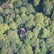 Oblique aerial view of Duff House Mausoleum and St Mary's Well, looking N.