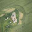 Oblique aerial view of Inchdrewer Castle, looking NW.