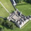 Oblique aerial view of Tolquhon Castle, looking NNE.