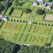 Oblique aerial view of Pitmedden House Walled Garden, looking SW.