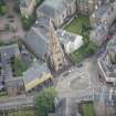 Oblique aerial view of Buccleuch and Greyfriars Free Church, looking ENE.