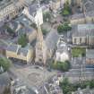 Oblique aerial view of Buccleuch and Greyfriars Free Church, looking N.