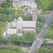 Oblique aerial view of Polwarth Parish Church and Harrison Road Bridge, looking ESE.