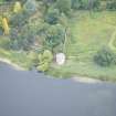 Oblique aerial view of Duddingston Manse Curling House, looking NNW.