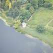 Oblique aerial view of Duddingston Manse Curling House, looking NW.