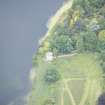 Oblique aerial view of Duddingston Manse Curling House, looking WSW.