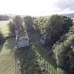 Oblique aerial view of Dowhill Castle looking west.