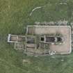 Near vertical aerial view of Eynhallow church looking NNE.