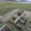 Oblique aerial view of Eynhallow church looking ENE.