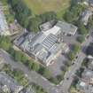 Oblique aerial view of Kelvinside Academy and gateway, looking NE.