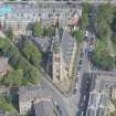 Oblique aerial view of Dowanhill Presbyterian Church and Dowanhill Presbyterian Church Hall, looking N.