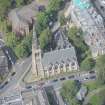 Oblique aerial view of Dowanhill Presbyterian Church and Dowanhill Presbyterian Church Hall, looking WNW.