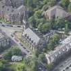 Oblique aerial view of Dowanhill Presbyterian Church and Dowanhill Presbyterian Church Hall, looking SW.