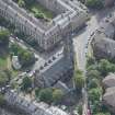 Oblique aerial view of Dowanhill Presbyterian Church and Dowanhill Presbyterian Church Hall, looking SE.