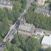 Oblique aerial view of Stevenson Memorial Free Church and Caretaker's House, looking N.