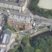 Oblique aerial view of 445 - 459 Great Western Road, looking NNE.