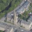 Oblique aerial view of Lansdowne United Presbyterian Church, looking N.