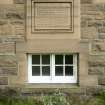 Detail of commemorative plaque for the cutting of 'the first sod' 24th October 1929 on East wing.