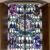 Ground Floor, Stained glass in Great Hall. 1937 designed by Dr William Kelly and made by Alexander Strachan