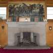 Strathcona House, Ground Floor, General view of the Central fireplace in the Great Hall showing painting above The Pioneers by Alexander Gibson 1932.