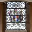 Stained glass window in Great Hall.depicting emblems of the empire by James S Hamilton 1933-6