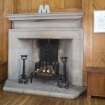 Ground Floor Detail of fireplace at West end of Great Hall.