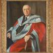 Ground Floor Detail of portrait in Great Hall. Inscribed "Dr James A Mackie Benefactor and Governor 1939-1963"