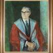 Ground Floor Detail of portrait in Great Hall. Inscribed "Dr Charles Alexander Benefactor and Governor 1968 - 1977"