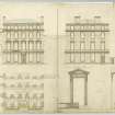 Drawing of front and end elevations and plans of front walls, Bank of Scotland, Dundee