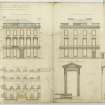 Drawing of front and end elevations and plans of front walls, Bank of Scotland, Dundee