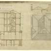 Drawing of plan of roof and sections, Bank of Scotland, Dundee