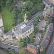 Oblique aerial view of Barony North Church, looking NW.