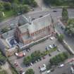 Oblique aerial view of Barony Parish Church, looking SE.