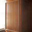 Interior. Detail of wooden panel in the first floor dining room.