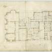 Drawing of plan showing additions and alterations to ground floor, Cairnhill House