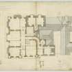 Drawing of plan showing additions and alterations to bedroom floor, Cairnhill House