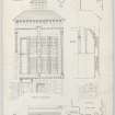Drawing of west elevation, section and details of windows in Parliament Hall, Stirling Castle
Insc: 'Stirling Castle, Oriel in Parliament Hall. West Elevation'.
Signed and dated: ' J Gillespie, August 99'.
