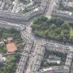 Oblique aerial view of London Street, East London Street, Drummond Place and Broughton Street, looking SE.