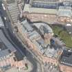 Oblique aerial view of Edinburgh College of Art and Edinburgh Fire  Brigade Station, looking N.