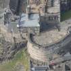 Oblique aerial view of Edinburgh Castle centred on the Crown Room,  looking W.